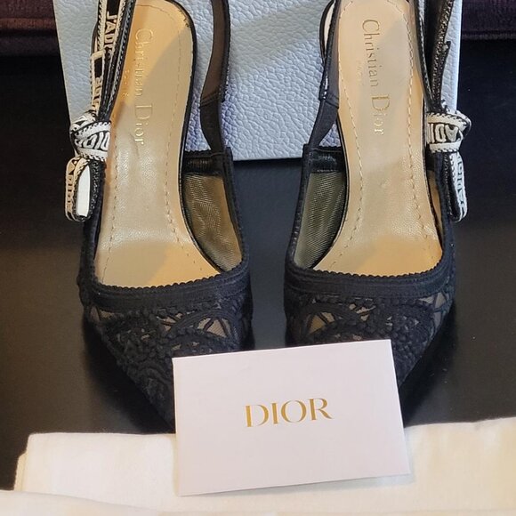 DIOR J'ADIOR Lace Mesh Slingback Pumps US Size 6.5 - Picture 4 of 10